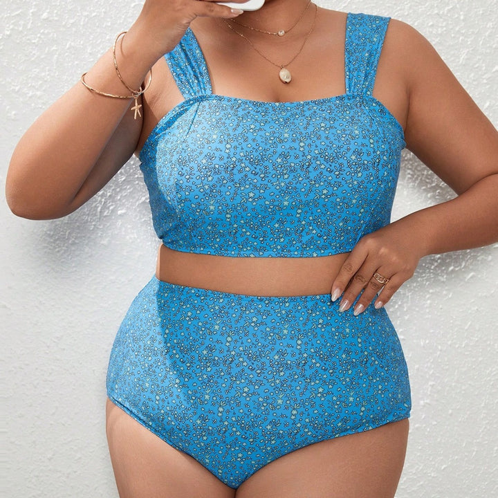 Women's High-Waisted Bikini Set with Floral Design and Wide Straps Mune Fashion