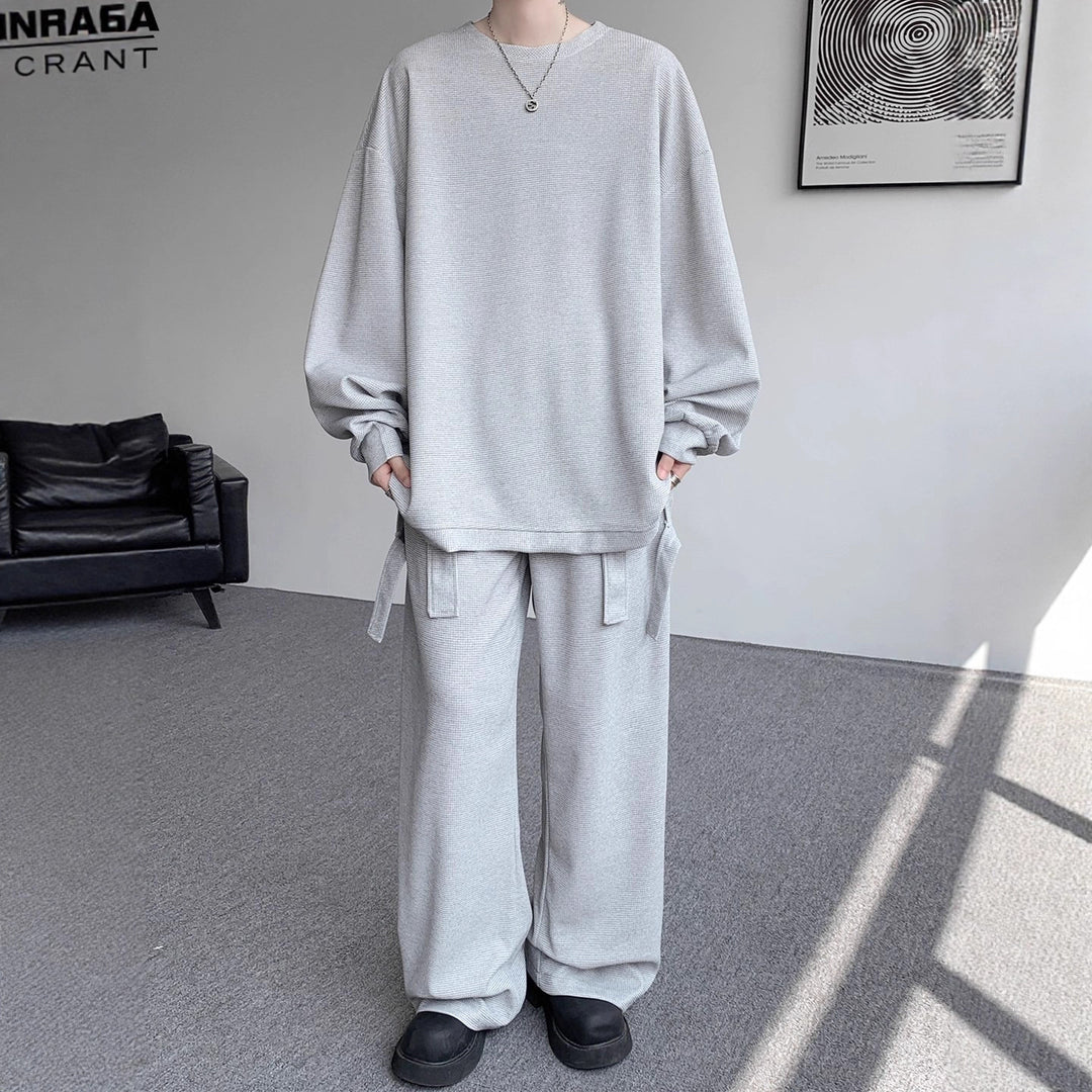 Unisex Casual Oversized Lounge Set made of Waffle Knit with Cargo Ties Mune Fashion