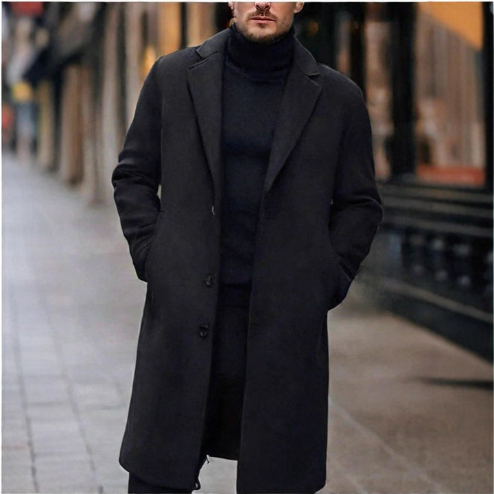 Men's elegant wool blend coat with lapel collar and straight cut Mune Fashion