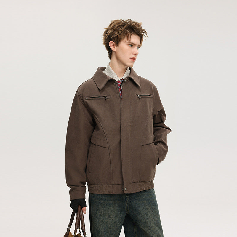 Herren Kurzjacke aus Wollmix mit verdecktem Reißverschluss und Brusttaschen Mune Fashion