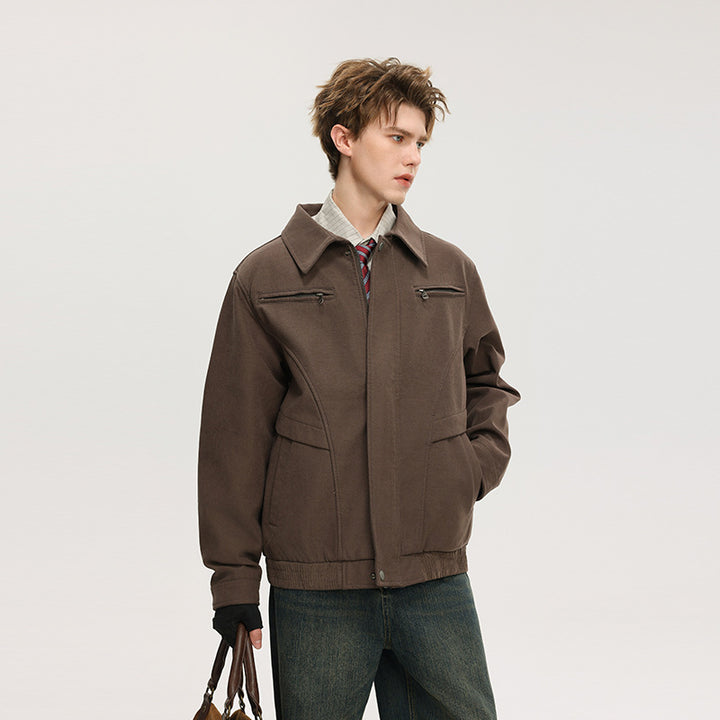 Herren Kurzjacke aus Wollmix mit verdecktem Reißverschluss und Brusttaschen Mune Fashion