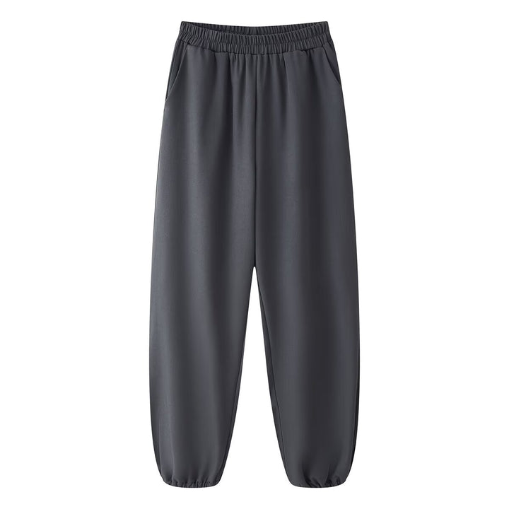 Women's Loose High-Waist Jogging Pants with Elastic Waistband, Side Pockets and Gathered Leg Openings Mune Fashion