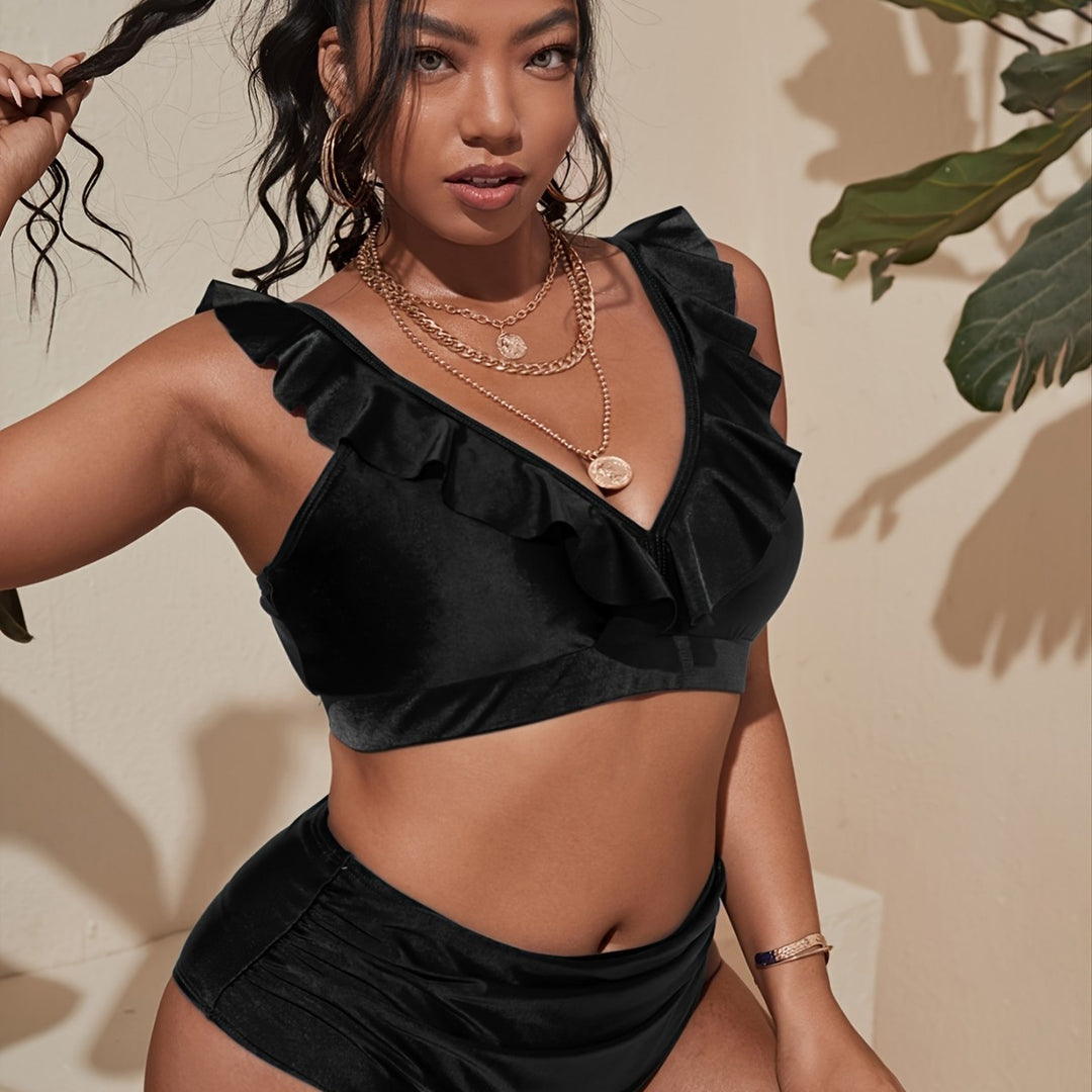 Women's bikini top with sophisticated ruffle design and high waist Mune Fashion