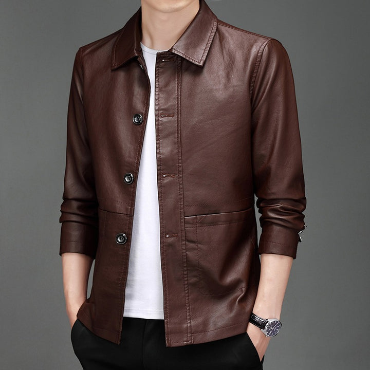 Men's Stylish Real Leather Jacket Mune Fashion