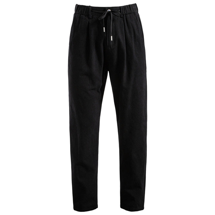 Men's casual pleated trousers with elastic drawstring waistband and tapered leg Mune Fashion
