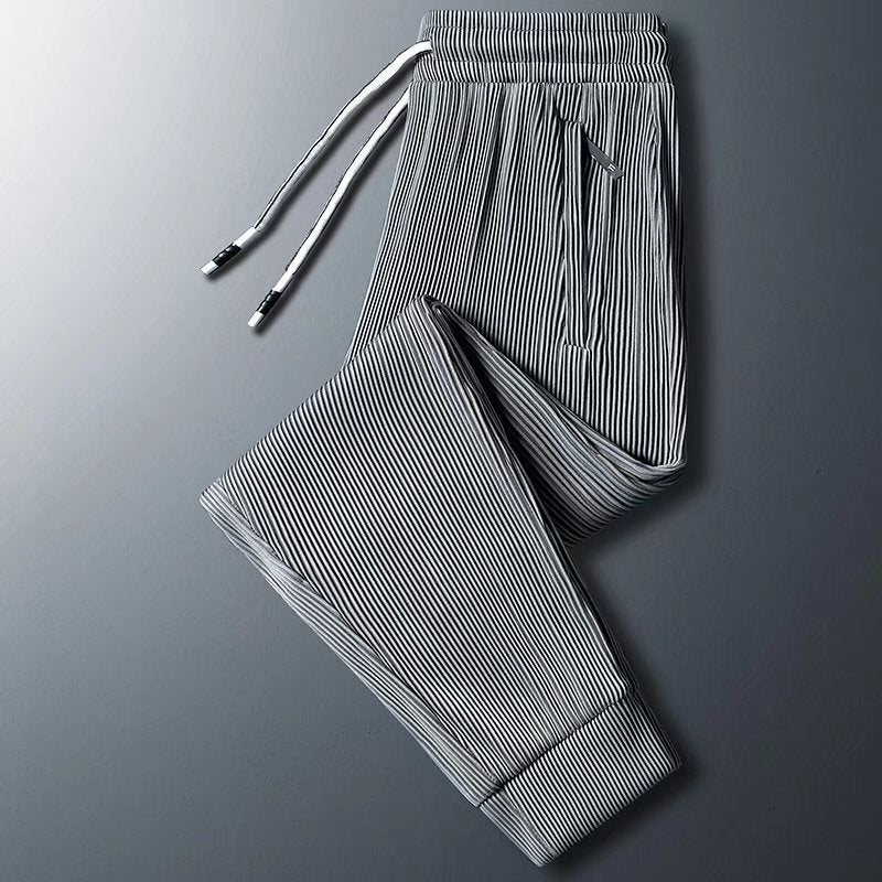 Men's sporty zip pants with stripes Mune Fashion