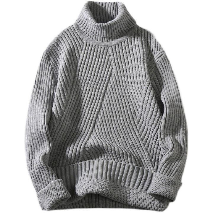 Men's structured turtleneck sweater with diagonal rib texture and slim fit Mune Fashion
