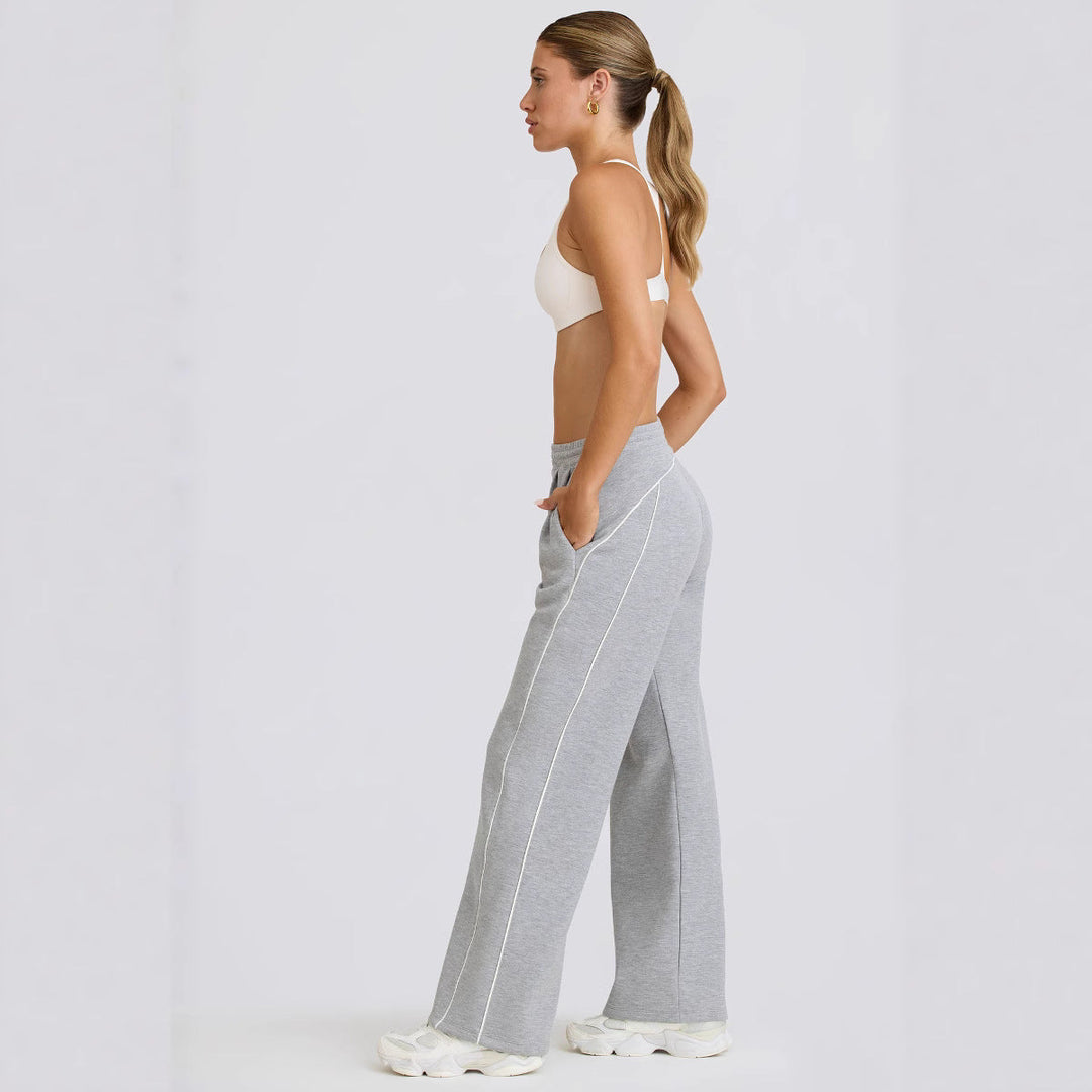 Women's Sporty Leisure Pants with Wide Cut and Practical Pockets Mune