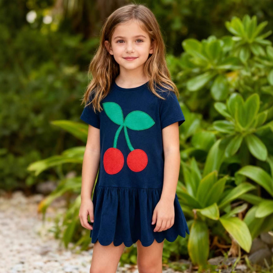 Girl's casual dress with cheerful cherry design Mune Fashion
