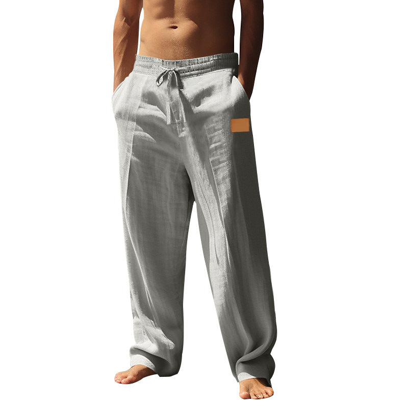 Men's extra wide linen relaxed trousers with reinforced comfort waistband, drawstring and deep side pockets Mune Fashion