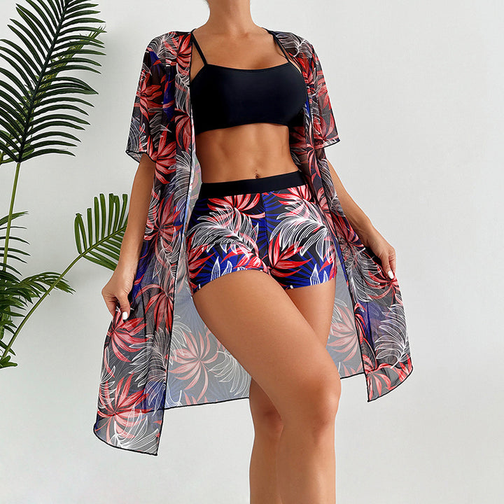 Women's bathrobe with floral design and short sleeves Mune Fashion