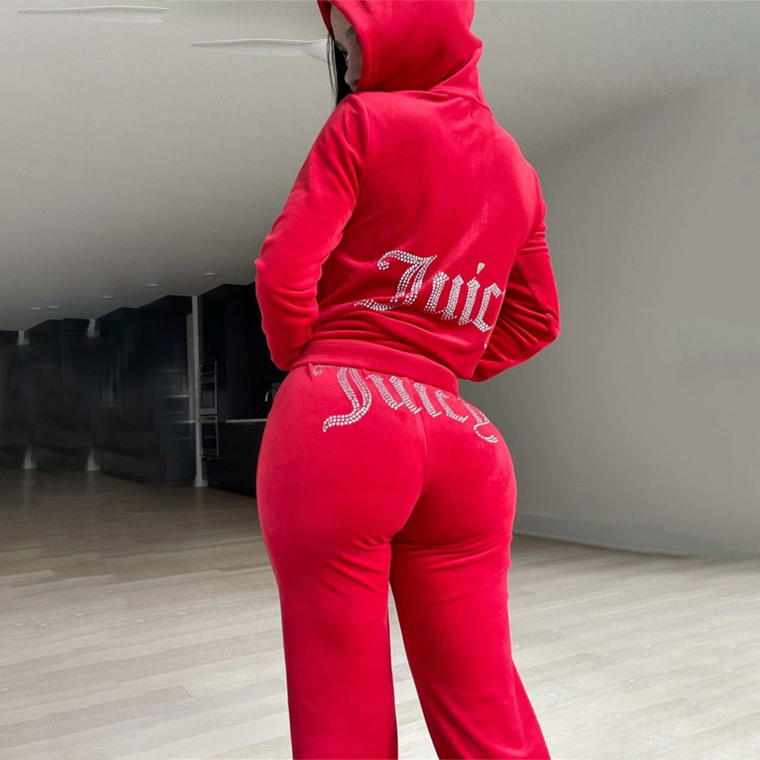 Women's luxurious velour tracksuit with zip jacket and jogging pants Mune Fashion