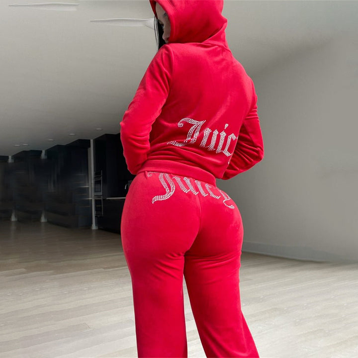 Women's luxurious velour tracksuit with zip jacket and jogging pants Mune Fashion