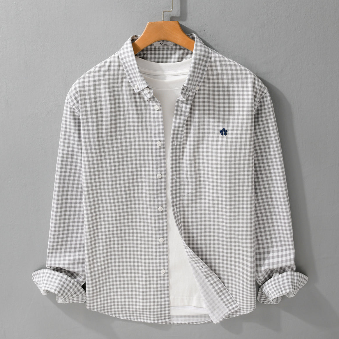 Men's checked cotton shirt with button-down collar and relaxed fit Mune Fashion