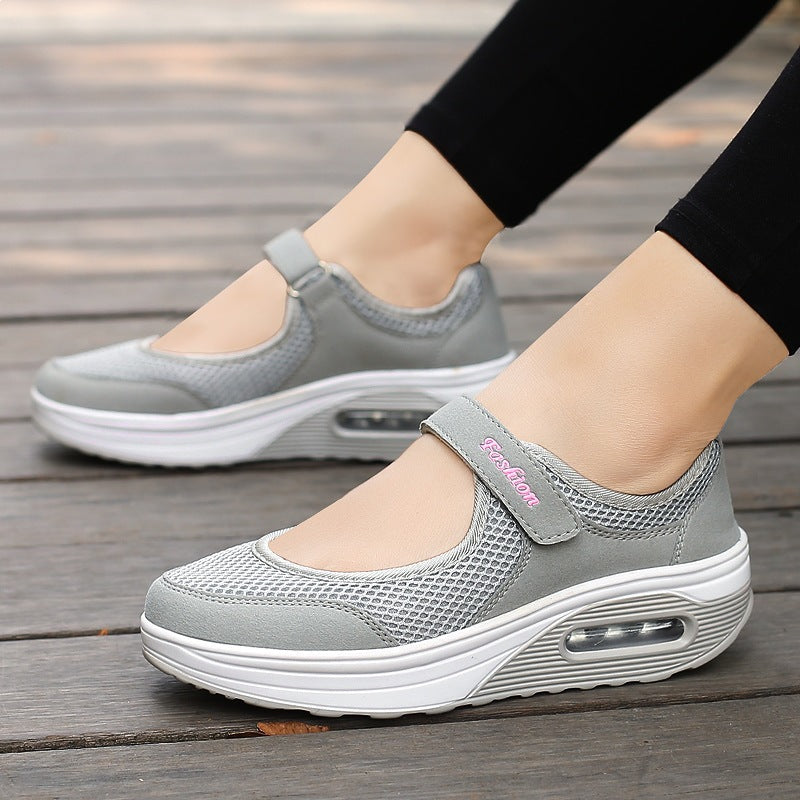 Ladies sporty Mary-Jane wedge sneakers with air cushion and breathable mesh Mune Fashion