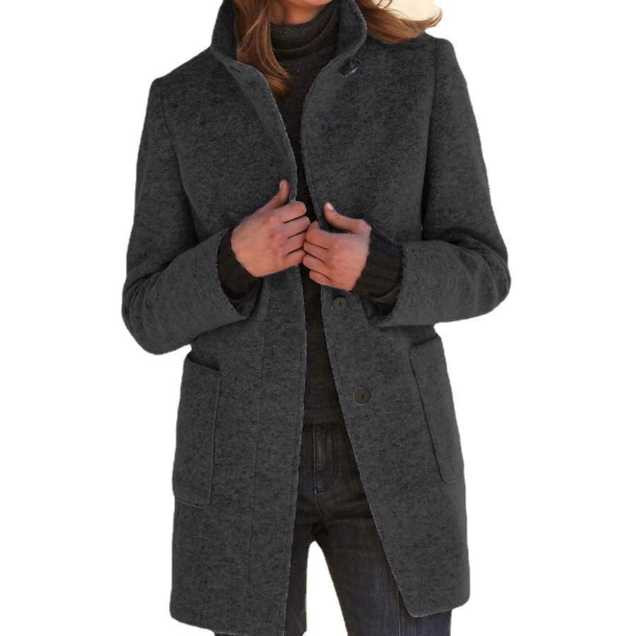 Unisex nan lighter transitional coat with stand-up collar, concealed button placket and patch pockets Mune Fashion