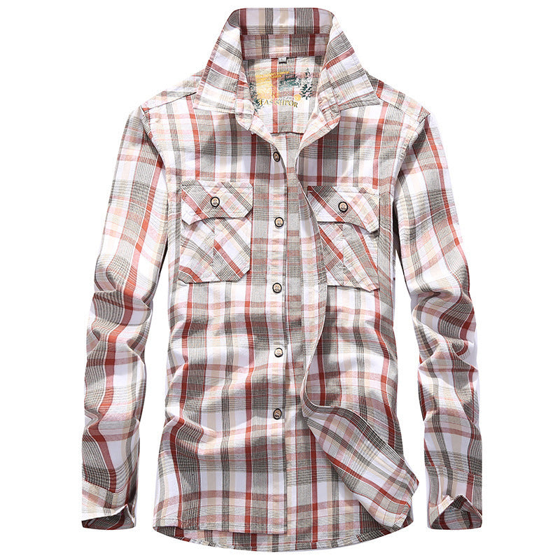 Men's checked shirt jacket in worker style with chest flap pockets Mune Fashion