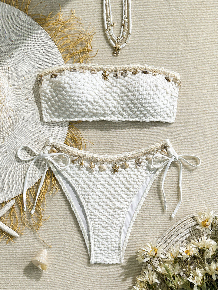 Women's bandeau bikini with exquisite shell embellishments Mune Fashion