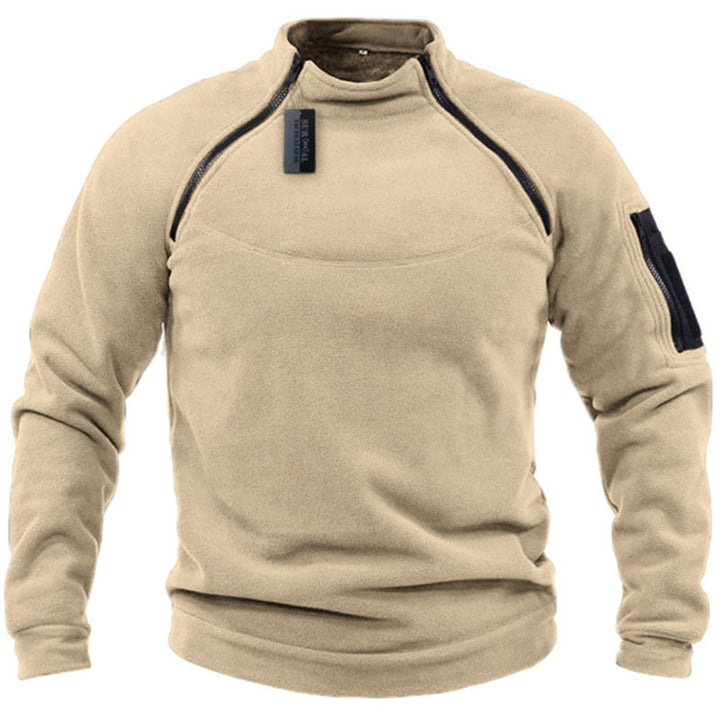 Men's functional fleece pullover with shoulder ventilation, high stand-up collar and arm pocket Mune Fashion