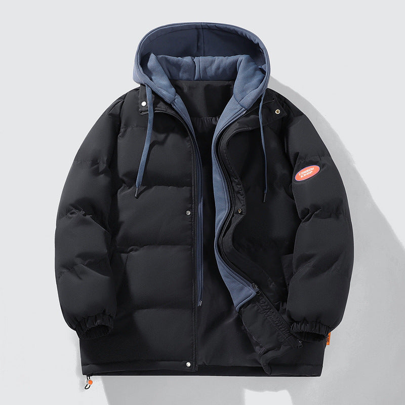 Men's two-layer oversized quilted jacket with integrated contrast hooded inner jacket and thermal insulation Mune Fashion