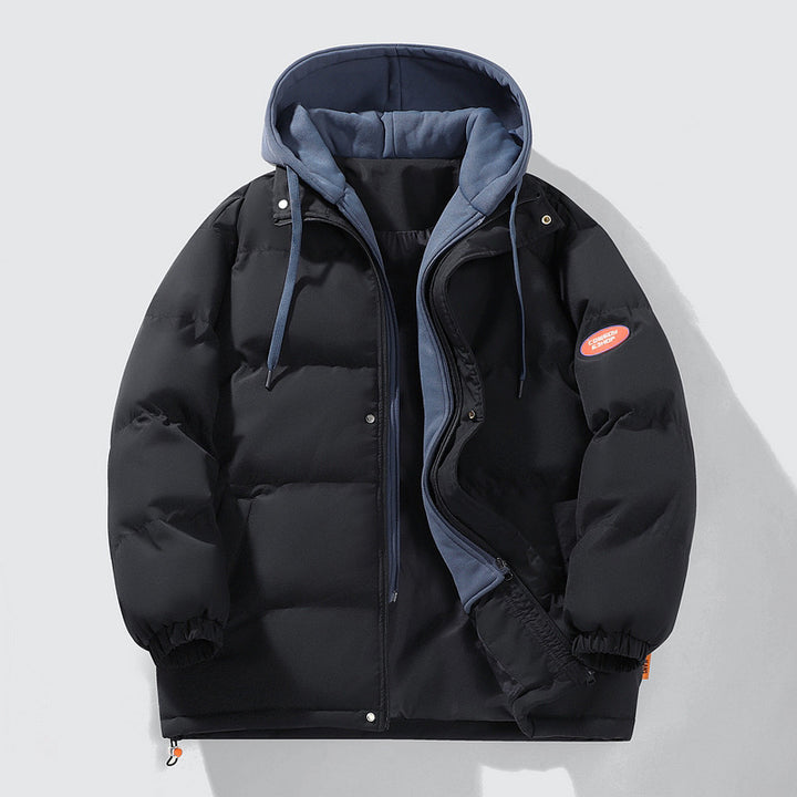 Men's two-layer oversized quilted jacket with integrated contrast hooded inner jacket and thermal insulation Mune Fashion