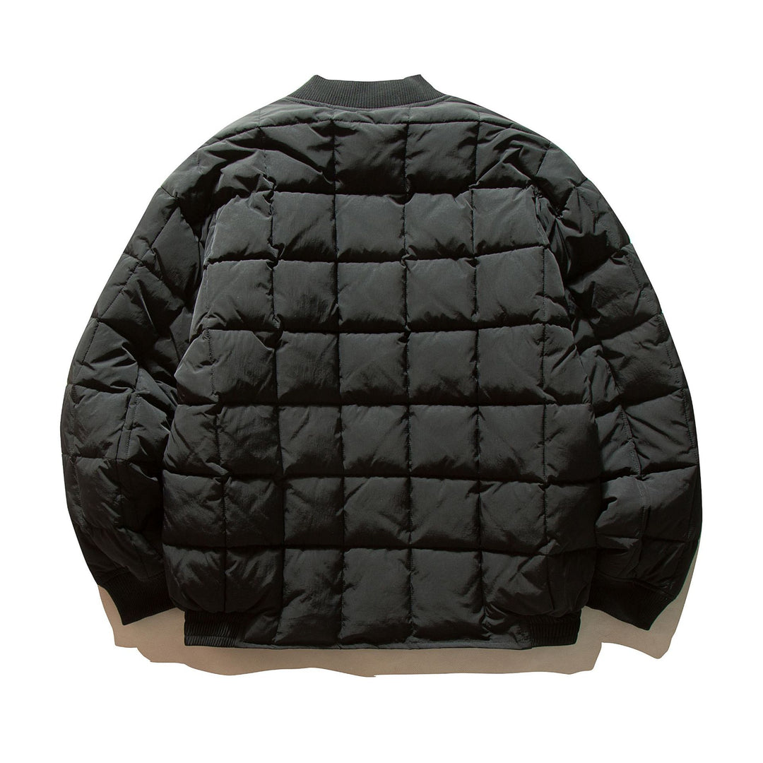 Men's Boxy Quilted Bomber Jacket with Cubic Padding and Ribbed Collar Mune Fashion