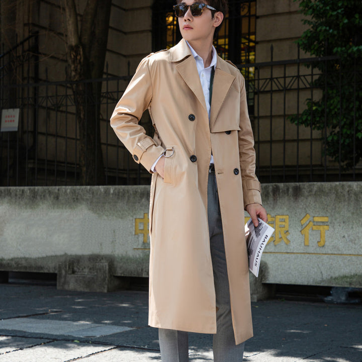 Men's Tailored Trench Coat made of water-repellent twill with double-breasted button placket Mune Fashion
