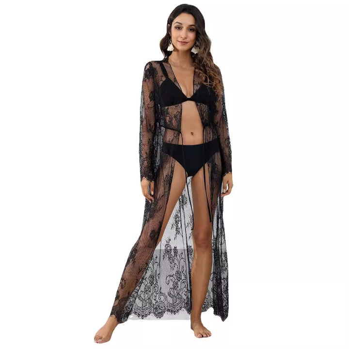 Women's transparent crochet dress with floral design Mune Fashion