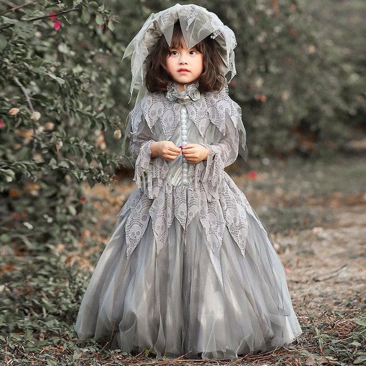 Girls enchanting ghost costume with lace embellishments Mune Fashion
