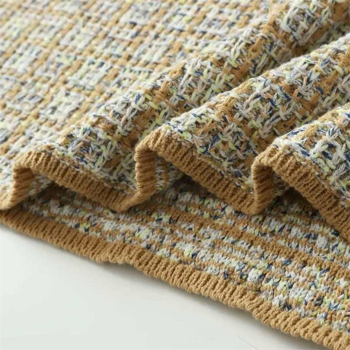Women's Boucle Polo Knit Sweater with Tweed Effect Mune Fashion