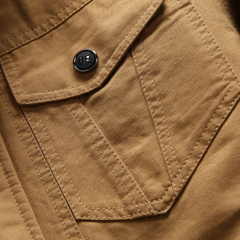 Men's Robust Canvas Field Jacket in Bomber Blouson Mix with Epaulettes and Flap Pockets Mune Fashion