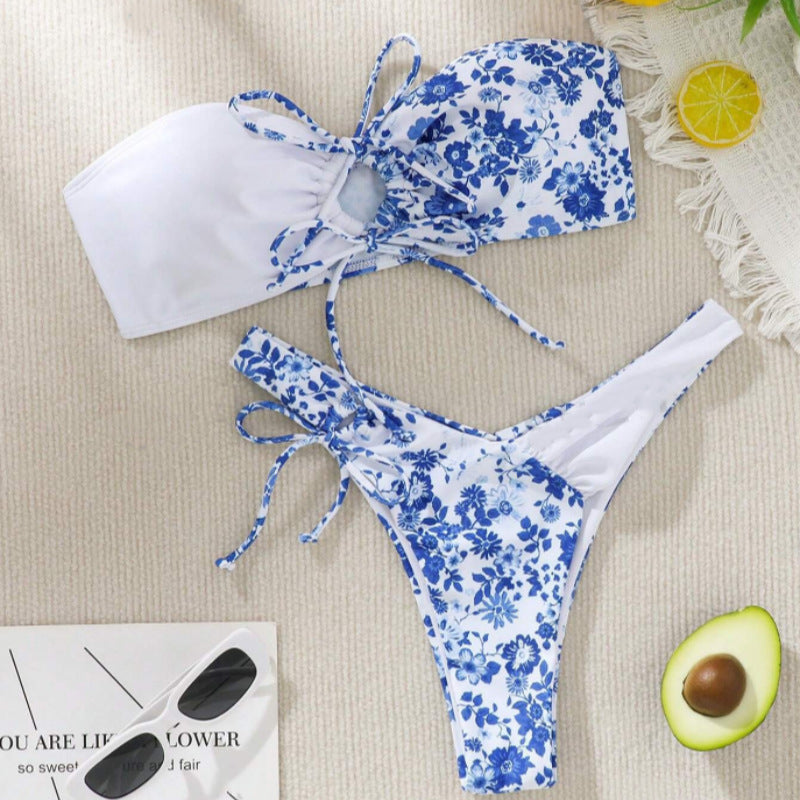 Women's bandeau bikini set with floral design Mune Fashion