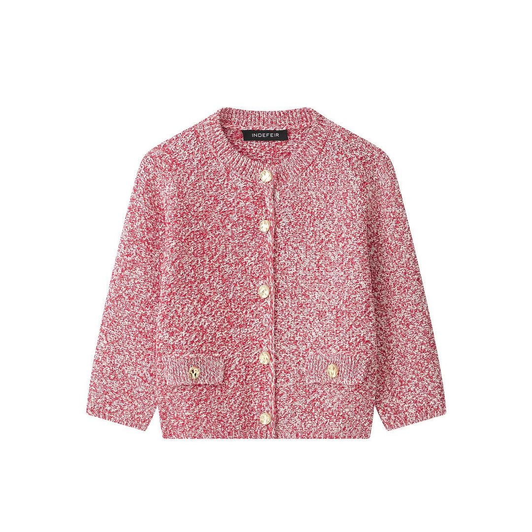 Ladies bouclé cardigan in boxy cut with mother-of-pearl buttons and patch pockets Drune