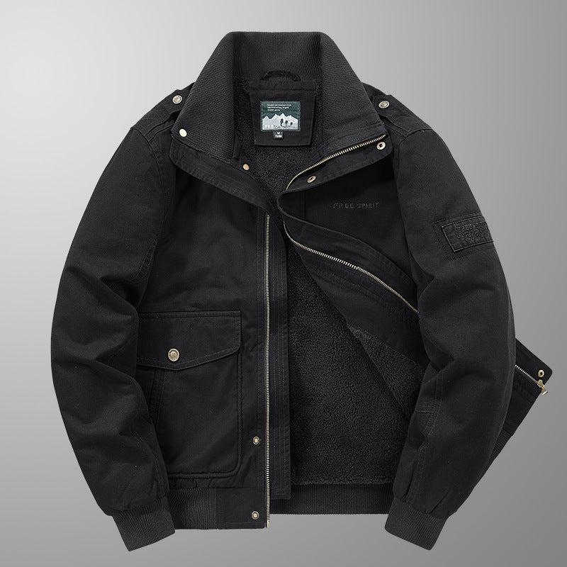 Men's Insulated Field Blouson with Full Teddy Fleece Lining, Concealed Zip Front and Utility Pockets Mune Fashion