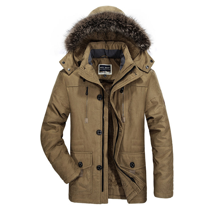 Men's thermo parka in field style with detachable faux fur hood and teddy fleece lining Mune Fashion