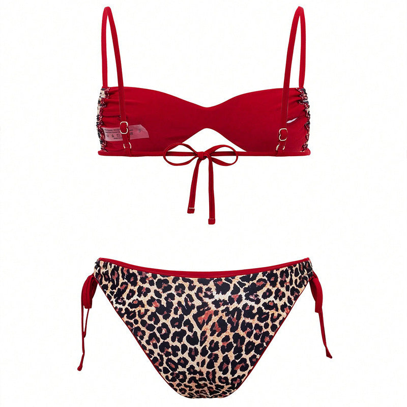 Women's triangle bikini with fashionable leopard design and adjustable straps Mune Fashion
