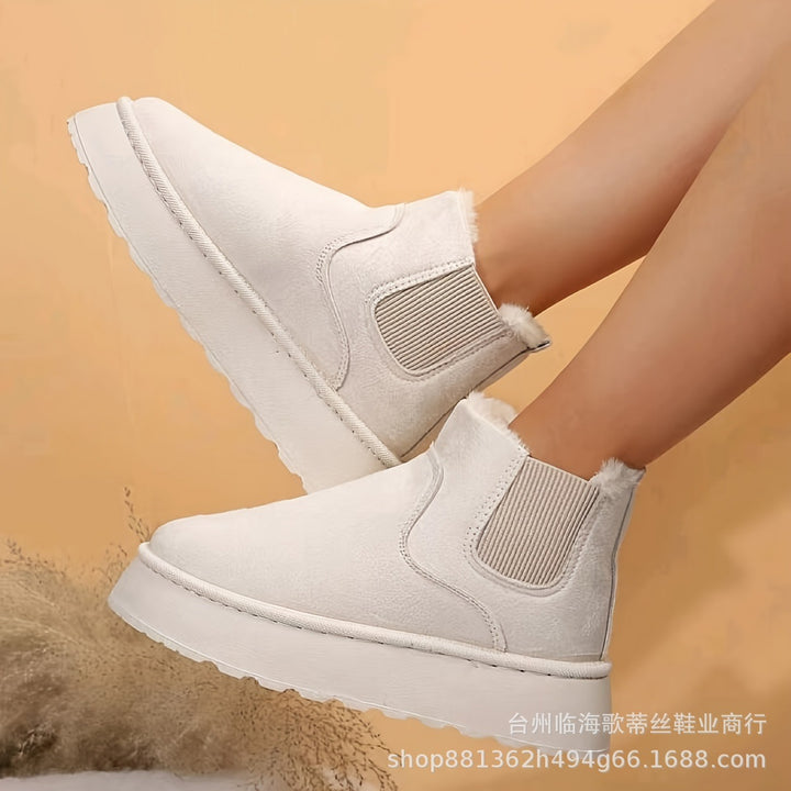 Women's Insulated Chelsea Winter Booties with Elastic Insert and Teddy Fur Lining Mune Fashion