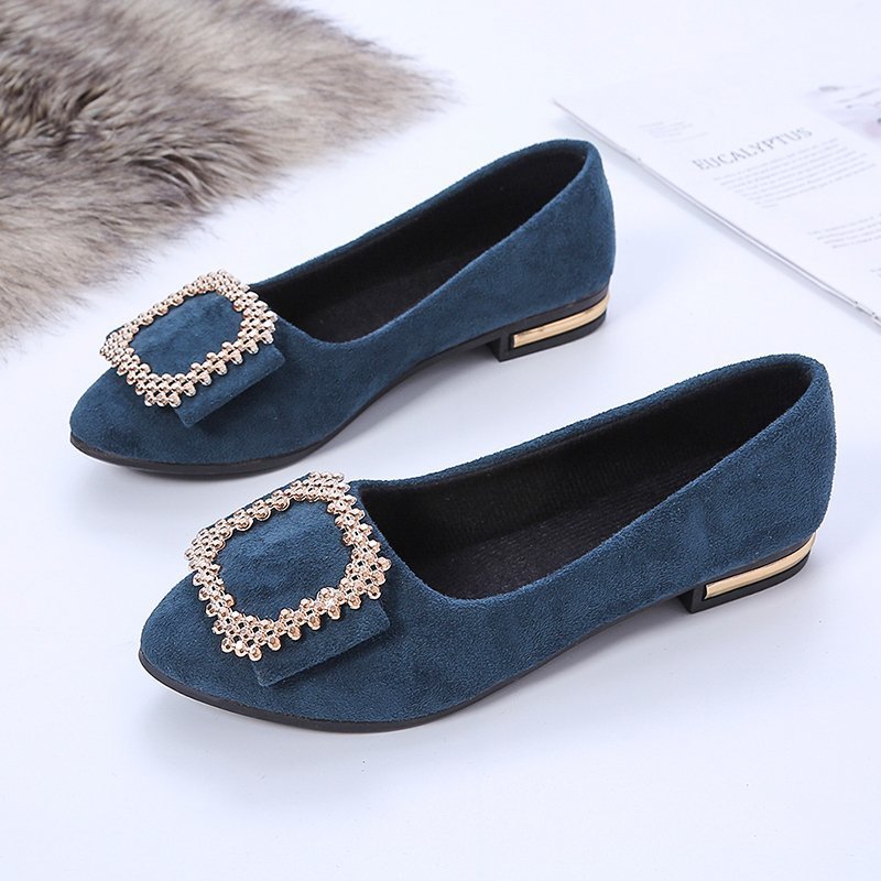 Women's pointed toe Comfort Ballerina with sparkling decorative application and metallic heel edge Mune Fashion