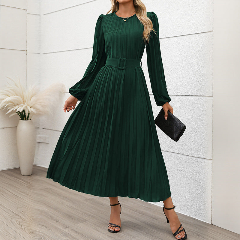 Women Elegant Pleated Midi Dress Mune Fashion