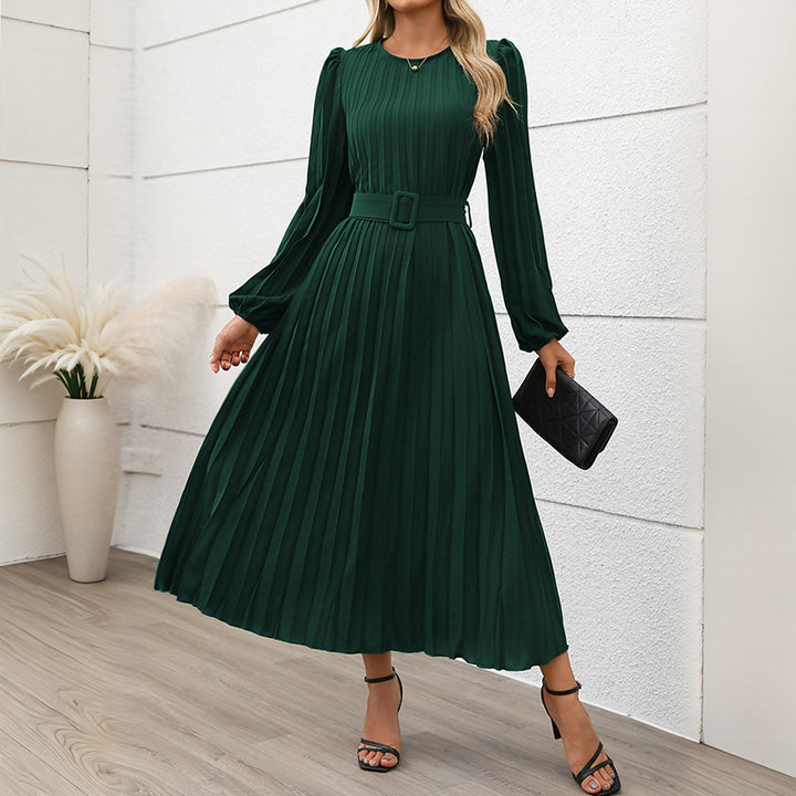 Women Elegant Pleated Midi Dress Mune Fashion
