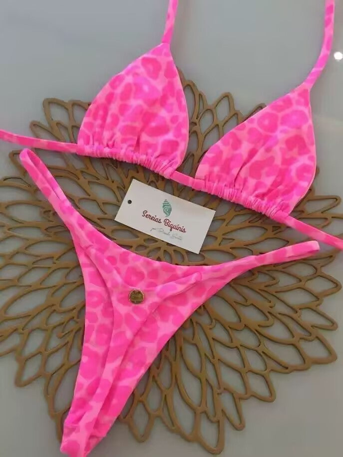 Women's Triangle Bikini Set with Floral Patterns and Adjustable Straps Mune Fashion