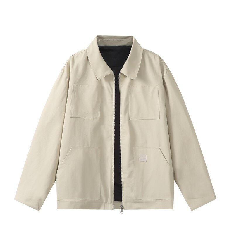 Men's utility worker jacket with a full-length zipper, patch pockets, and straight cut Mune Fashion