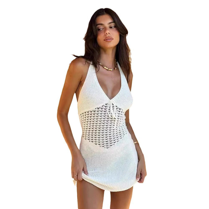 Women's casual crochet dress with deep V-neck Mune Fashion