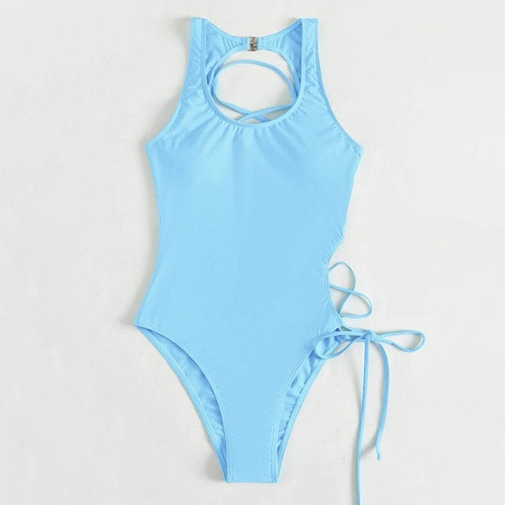 Women's one-piece swimsuit with sophisticated cut and lacing details Mune Fashion