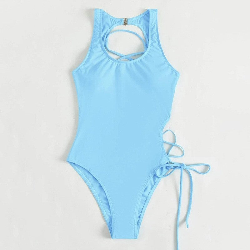 Women's one-piece swimsuit with sophisticated cut and lacing details Mune Fashion