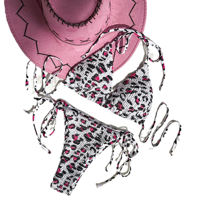 Women's Colorfully patterned triangle bikini with playful lacing Mune Fashion