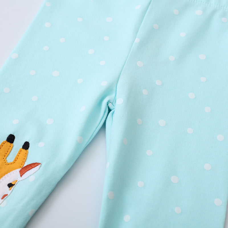 Girl leggings with charming giraffe and rainbow appliqué Mune Fashion