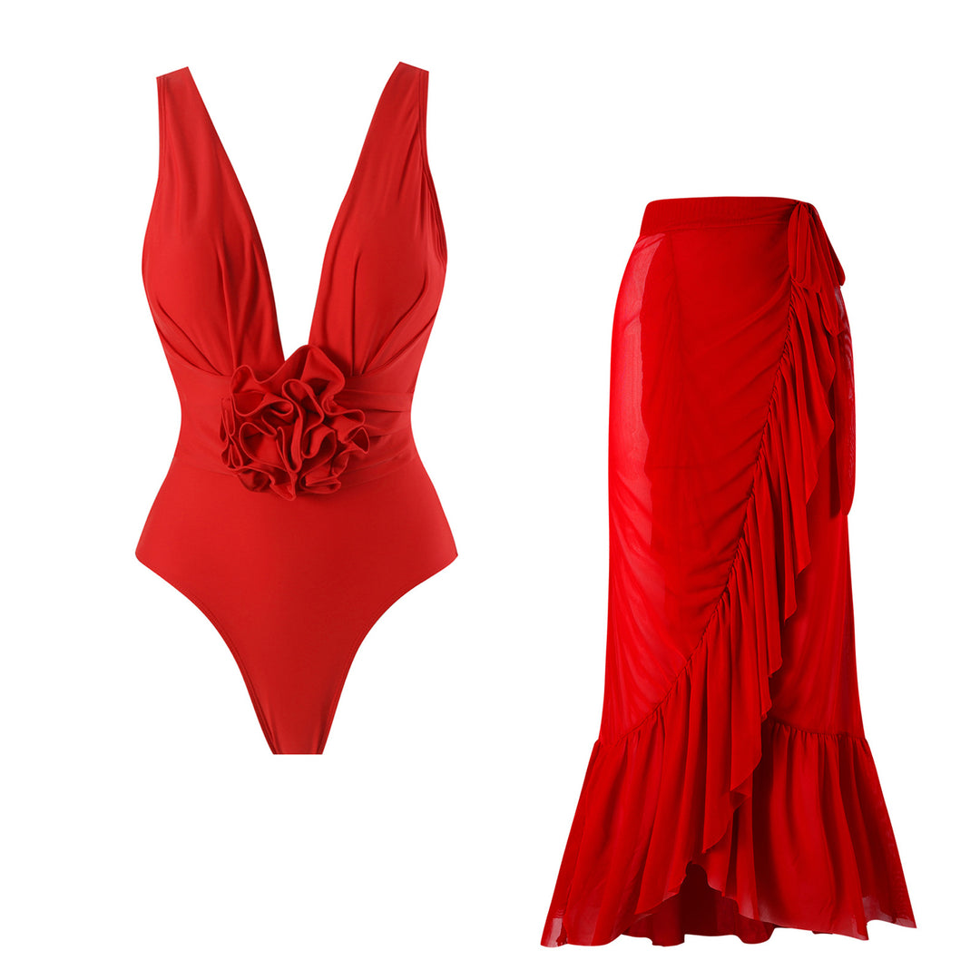 Women's Swimwear Set with Floral Cut and Elegant Ruffle Design Mune Fashion