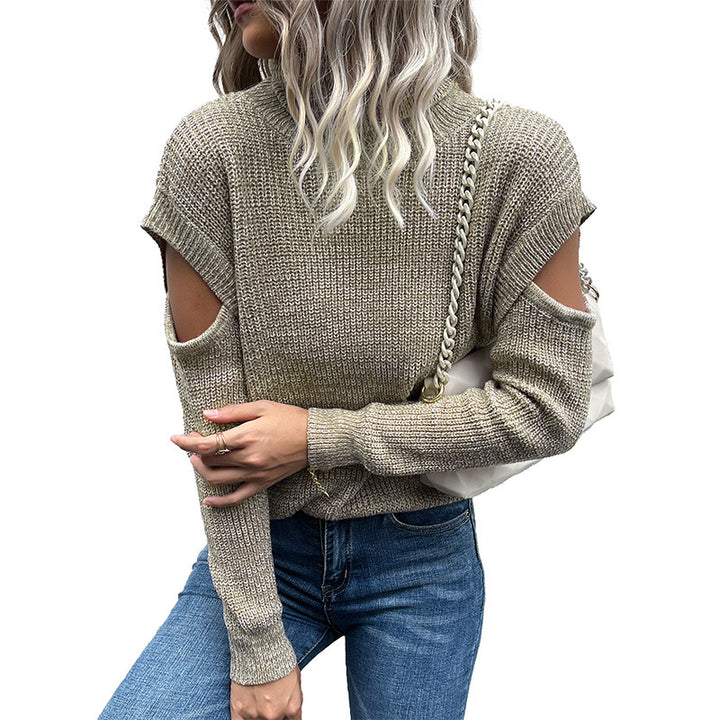 Women's Casual Knit Sweater with Cut-Out Sleeves Mune Fashion