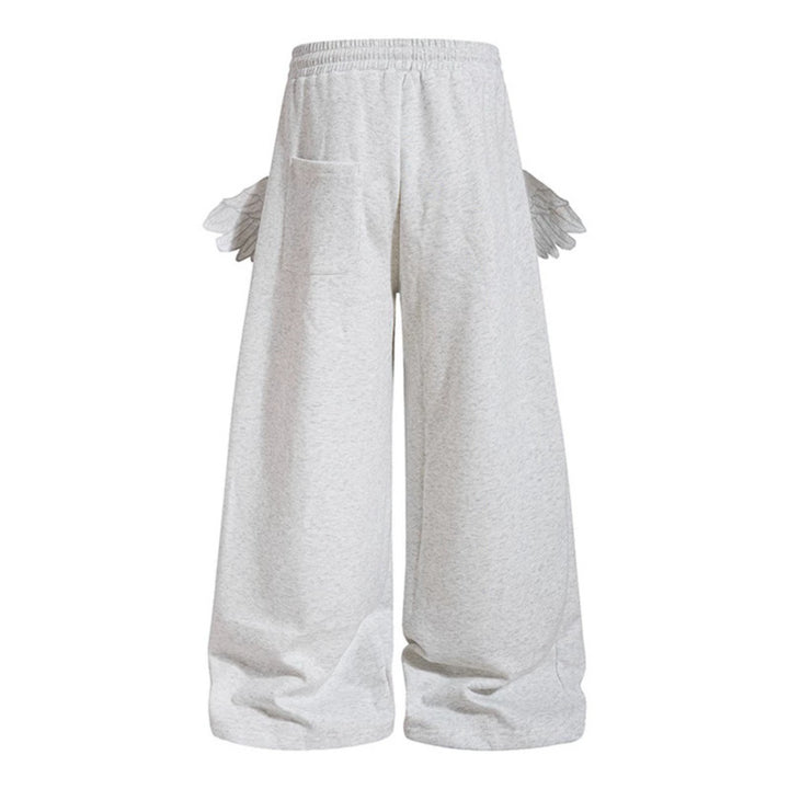 Women's Extra Wide Palazzo Sweatpants with Wing Pockets, Drawstring Waistband and Gothic Print Mune Fashion